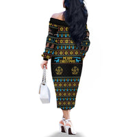 Cowboy Merry Christmas Family Matching Off The Shoulder Long Sleeve Dress and Hawaiian Shirt DT04 - Wonder Print Shop