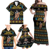 Cowboy Merry Christmas Family Matching Off Shoulder Maxi Dress and Hawaiian Shirt DT04 - Wonder Print Shop