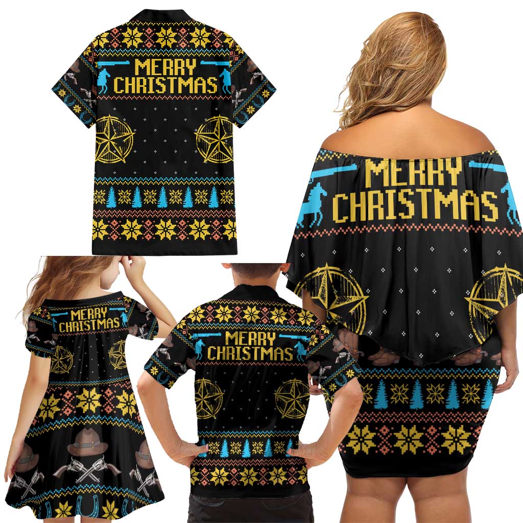 Cowboy Merry Christmas Family Matching Off Shoulder Short Dress and Hawaiian Shirt DT04 - Wonder Print Shop