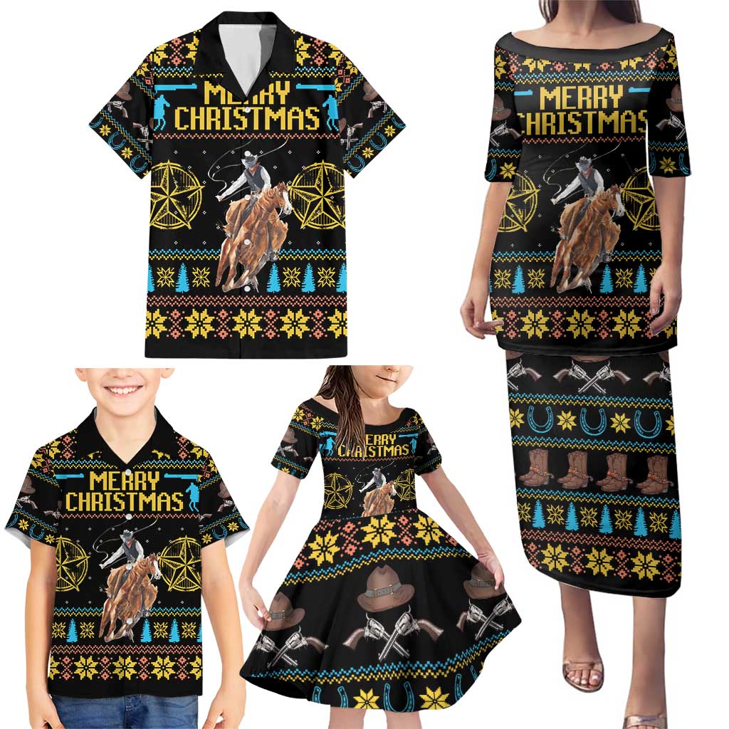 Cowboy Merry Christmas Family Matching Puletasi and Hawaiian Shirt DT04 - Wonder Print Shop