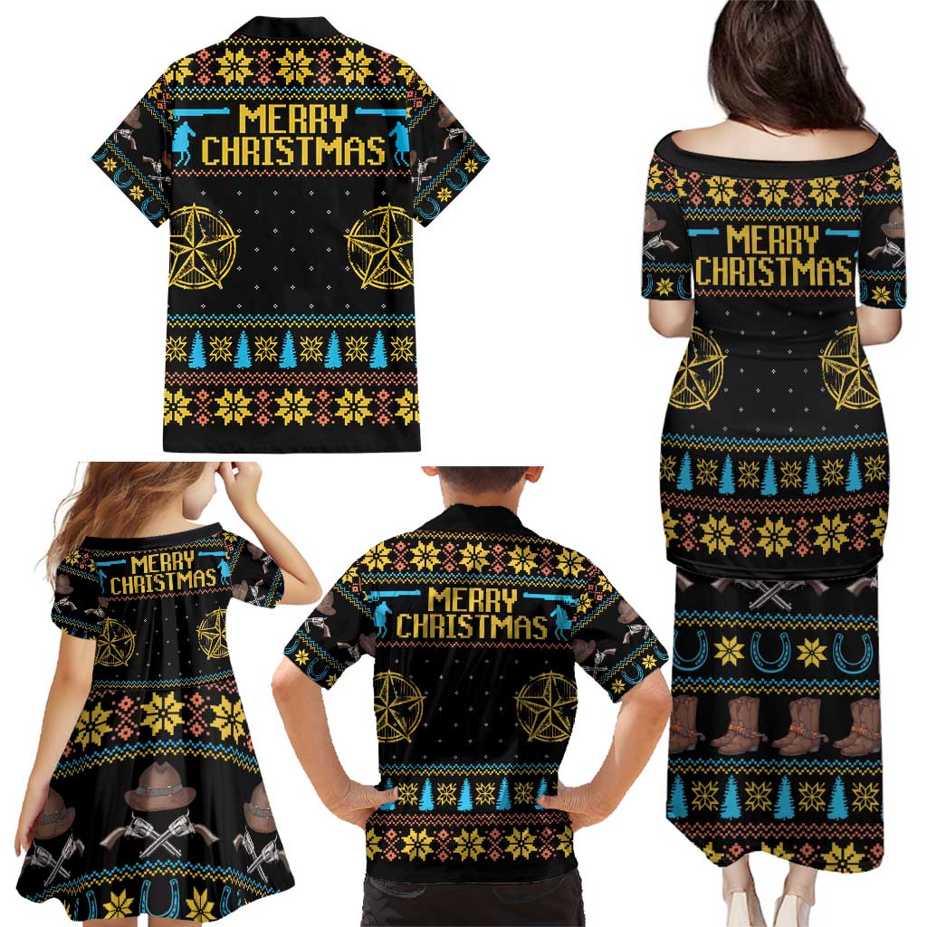 Cowboy Merry Christmas Family Matching Puletasi and Hawaiian Shirt DT04 - Wonder Print Shop