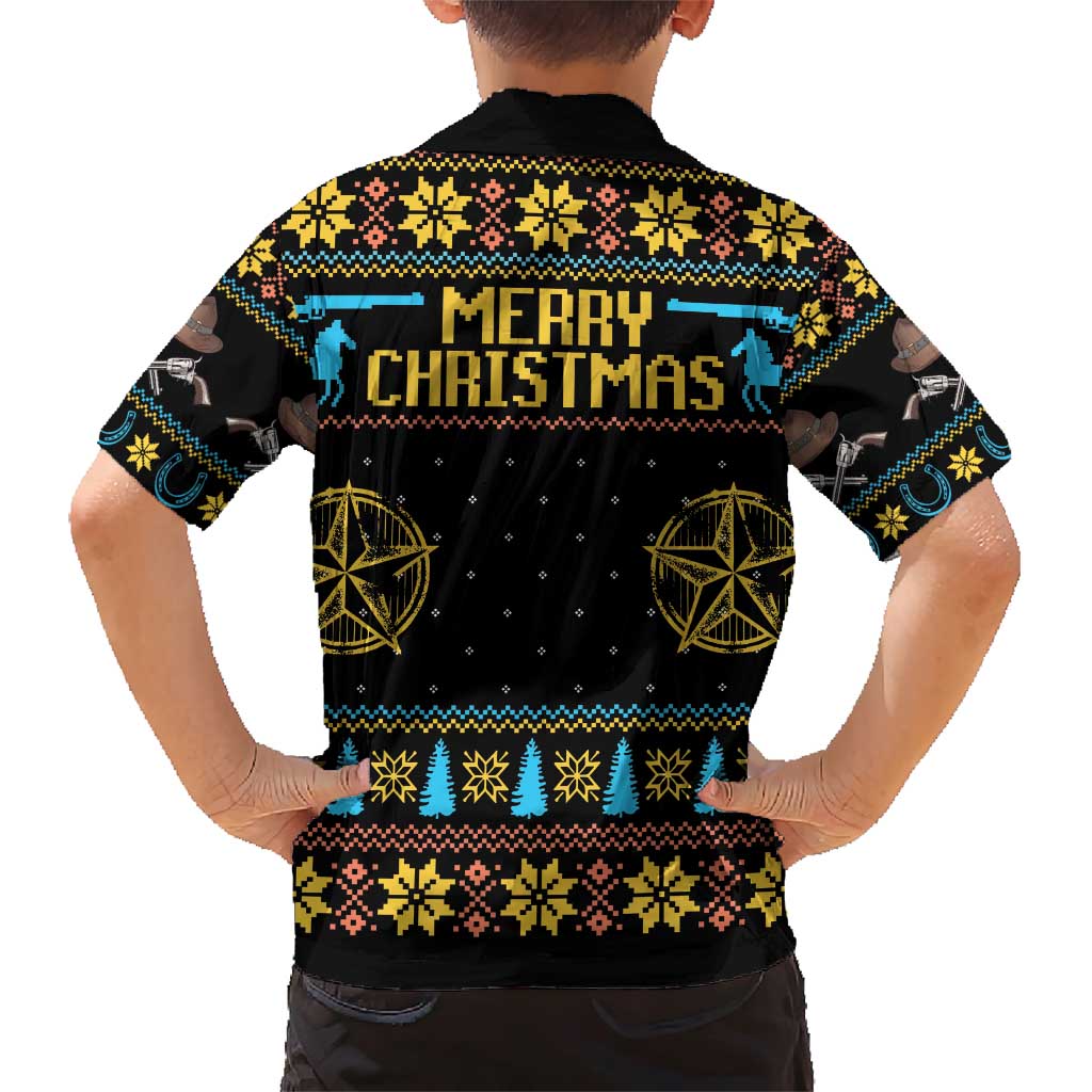 Cowboy Merry Christmas Family Matching Short Sleeve Bodycon Dress and Hawaiian Shirt DT04 - Wonder Print Shop
