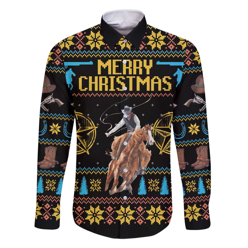 Cowboy Merry Christmas Family Matching Short Sleeve Bodycon Dress and Hawaiian Shirt DT04 - Wonder Print Shop
