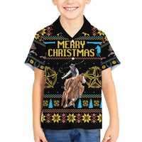 Cowboy Merry Christmas Family Matching Short Sleeve Bodycon Dress and Hawaiian Shirt DT04 - Wonder Print Shop