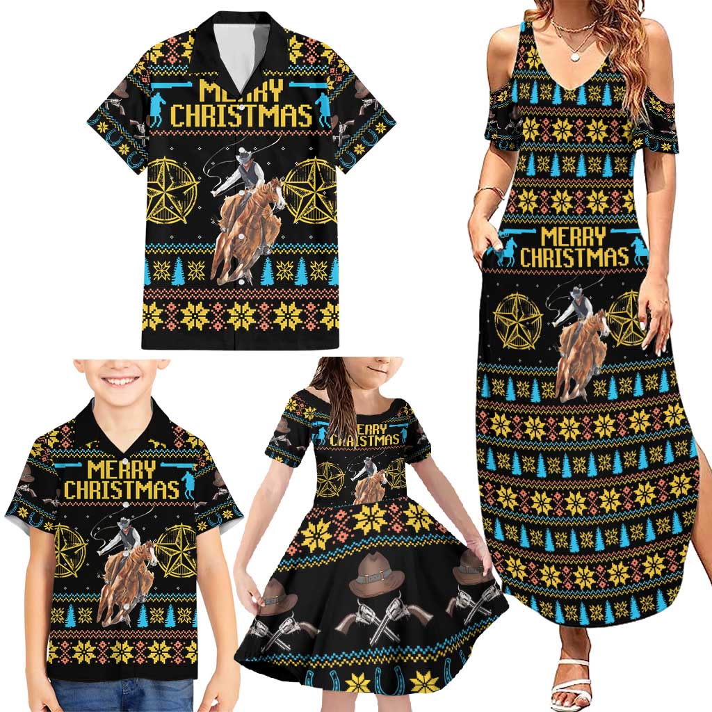 Cowboy Merry Christmas Family Matching Summer Maxi Dress and Hawaiian Shirt DT04 - Wonder Print Shop