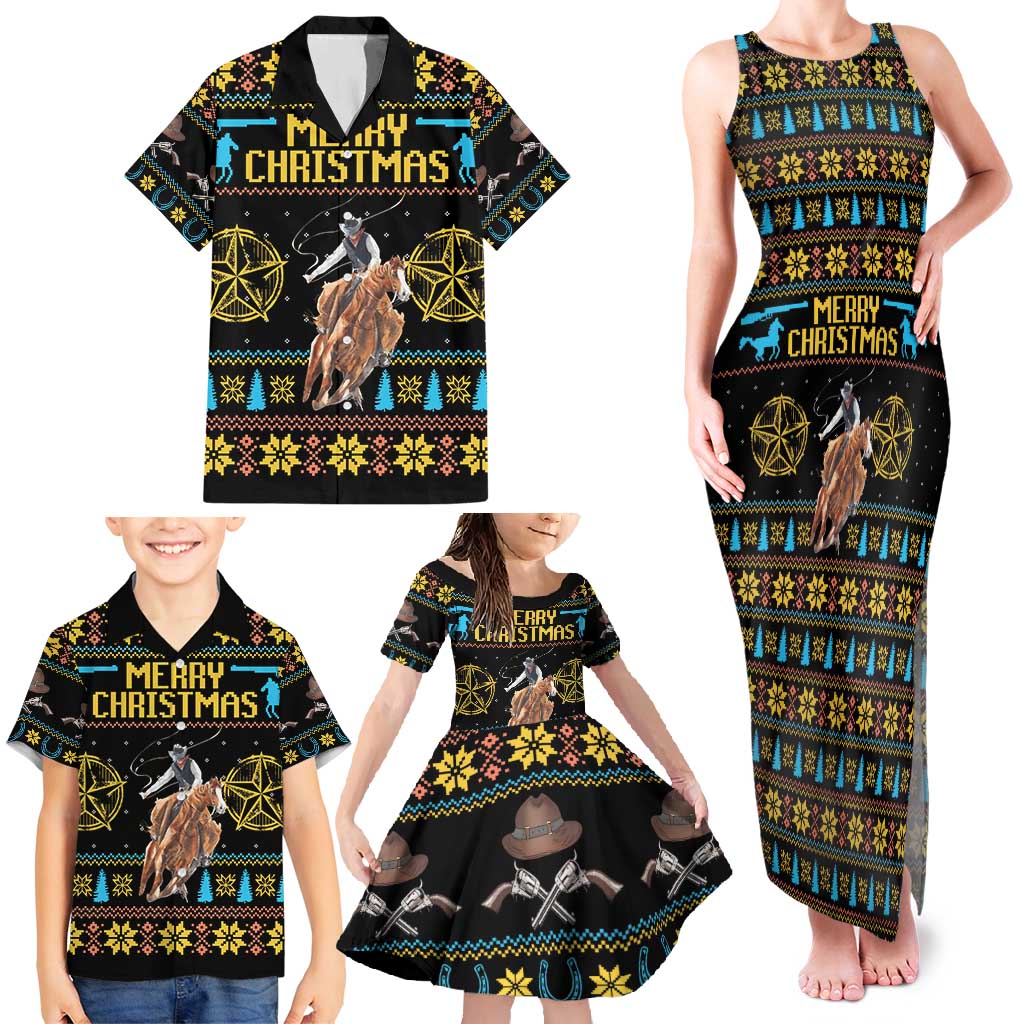 Cowboy Merry Christmas Family Matching Tank Maxi Dress and Hawaiian Shirt DT04 - Wonder Print Shop