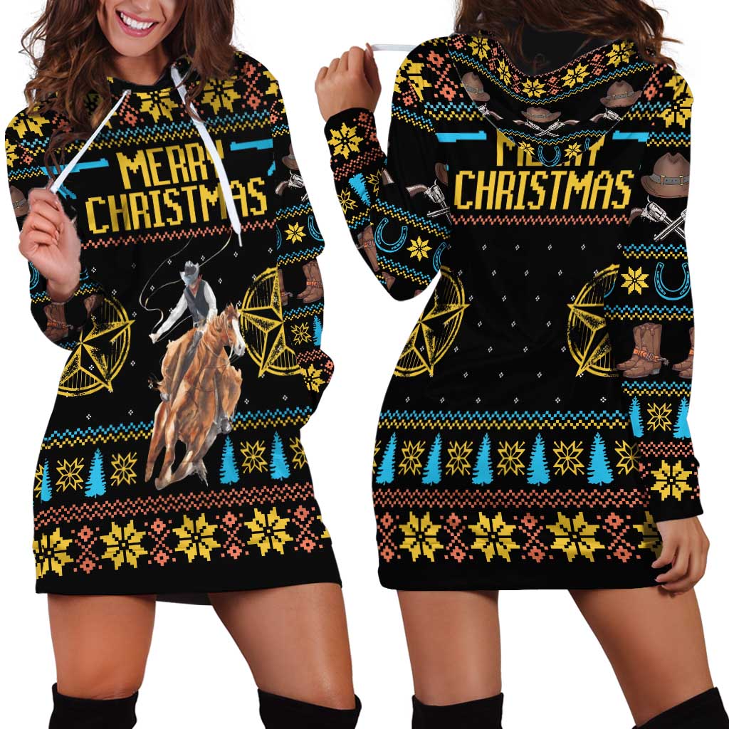 Cowboy Merry Christmas Hoodie Dress DT04 - Wonder Print Shop