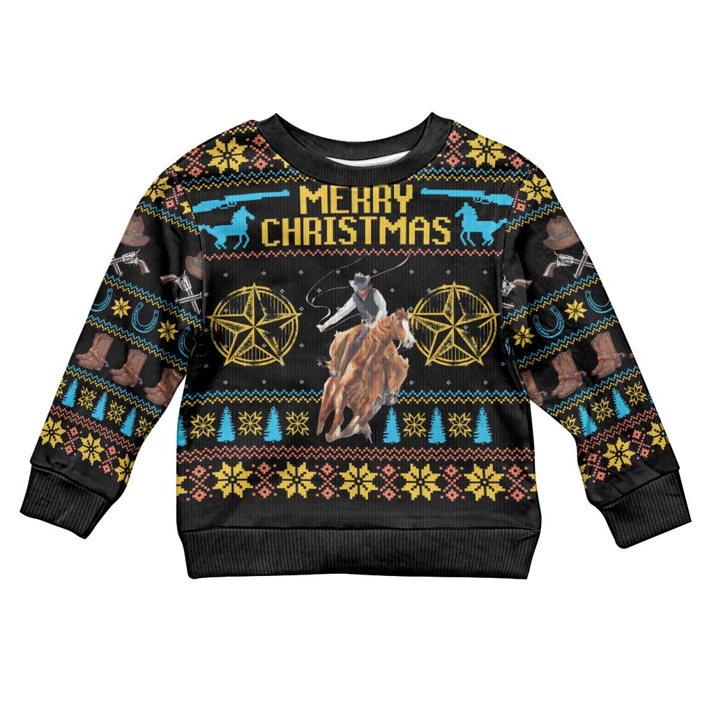 Cowboy Merry Christmas Kid Ugly Christmas Sweater DT04 - Wonder Print Shop
