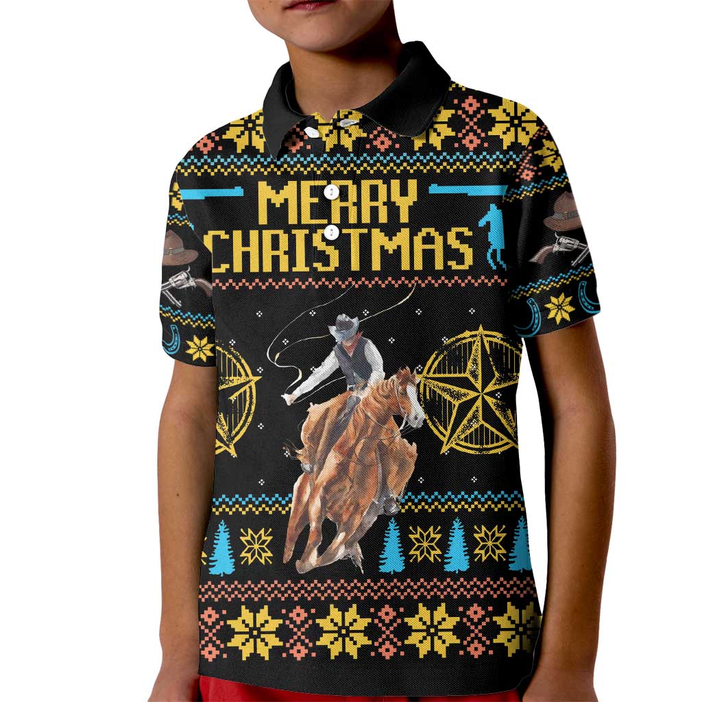 Cowboy Merry Christmas Kid Polo Shirt DT04 - Wonder Print Shop