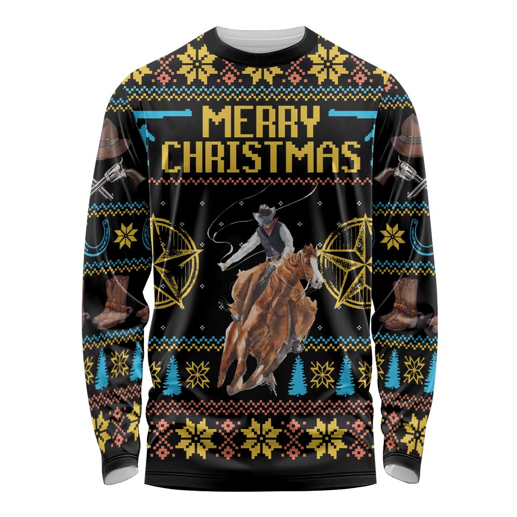 Cowboy Merry Christmas Long Sleeve Shirt DT04 - Wonder Print Shop
