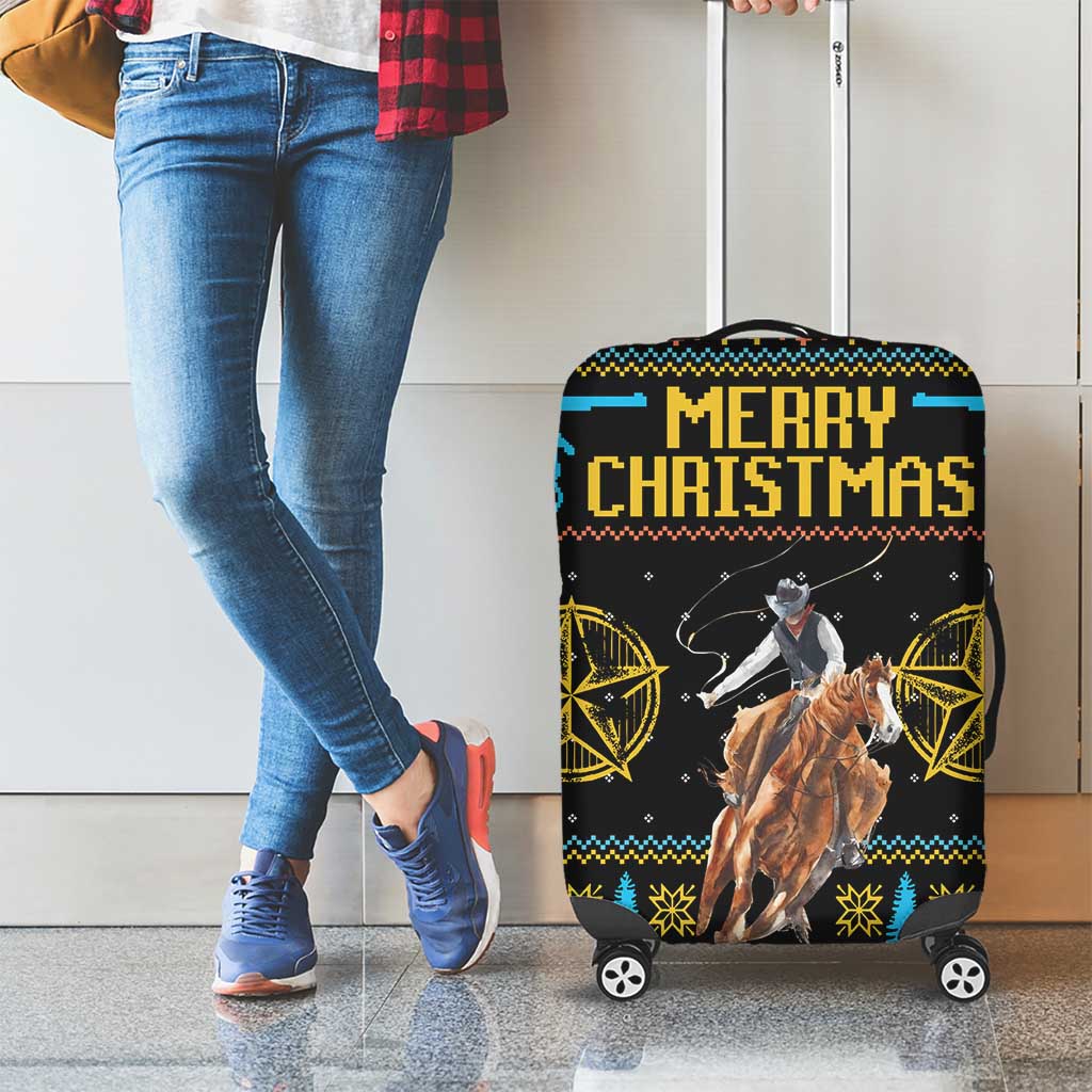 Cowboy Merry Christmas Luggage Cover DT04 - Wonder Print Shop