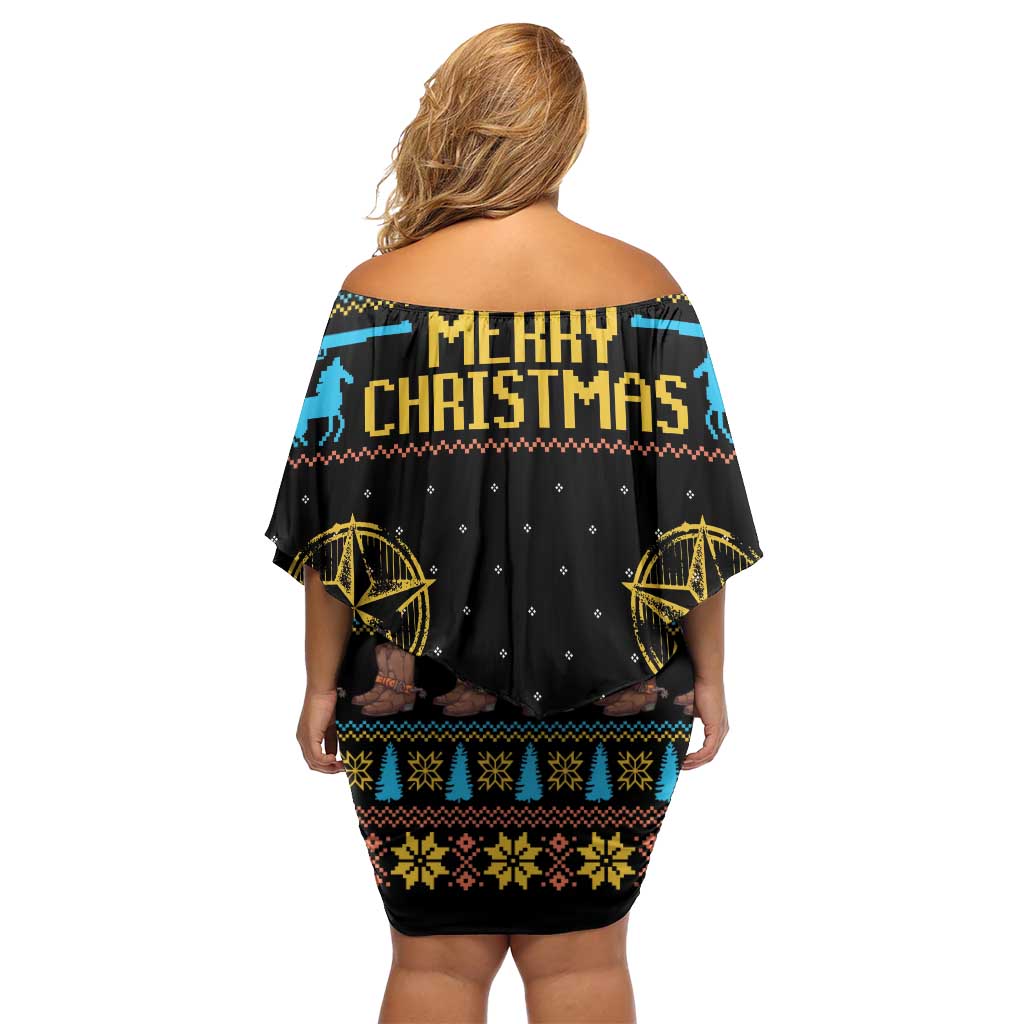 Cowboy Merry Christmas Off Shoulder Short Dress DT04 - Wonder Print Shop