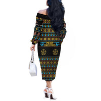 Cowboy Merry Christmas Off The Shoulder Long Sleeve Dress DT04 - Wonder Print Shop
