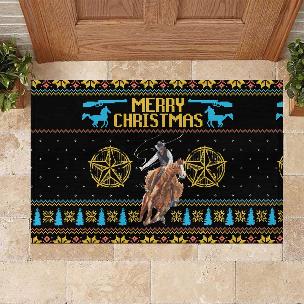 Cowboy Merry Christmas Rubber Doormat DT04 - Wonder Print Shop
