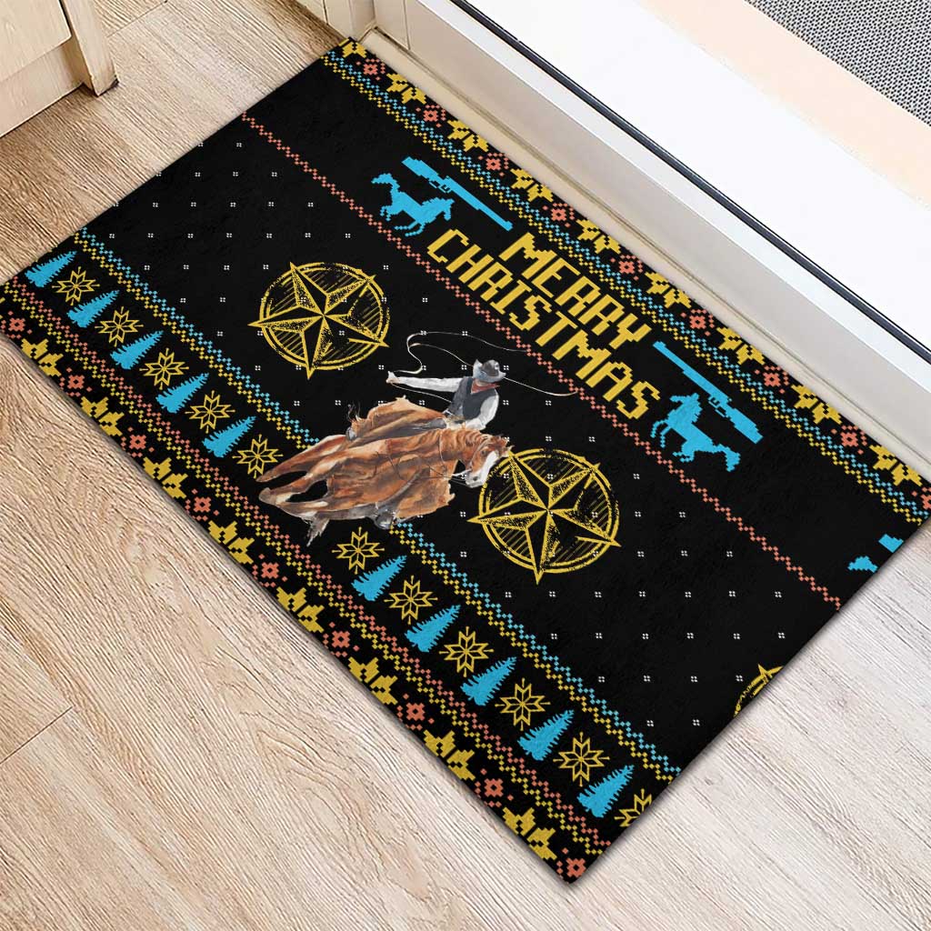 Cowboy Merry Christmas Rubber Doormat DT04 - Wonder Print Shop
