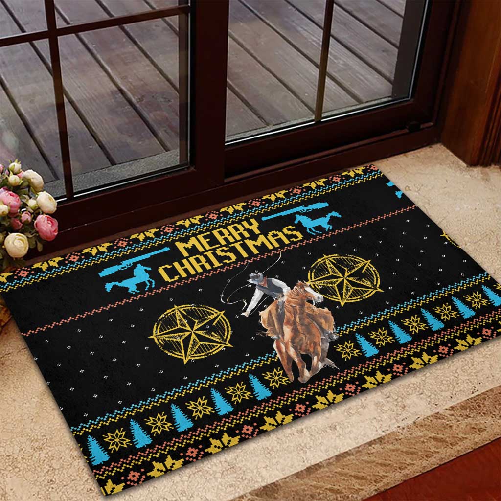 Cowboy Merry Christmas Rubber Doormat DT04 - Wonder Print Shop