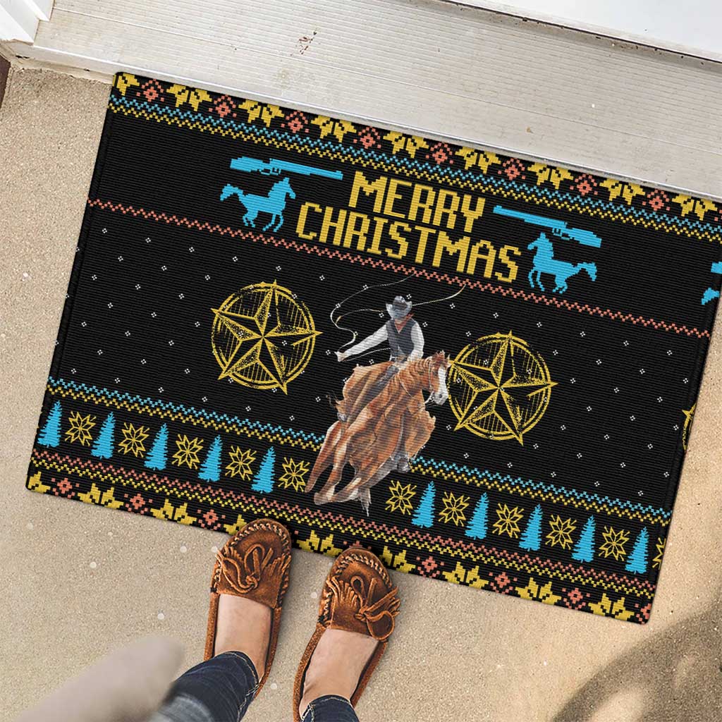 Cowboy Merry Christmas Rubber Doormat DT04 - Wonder Print Shop
