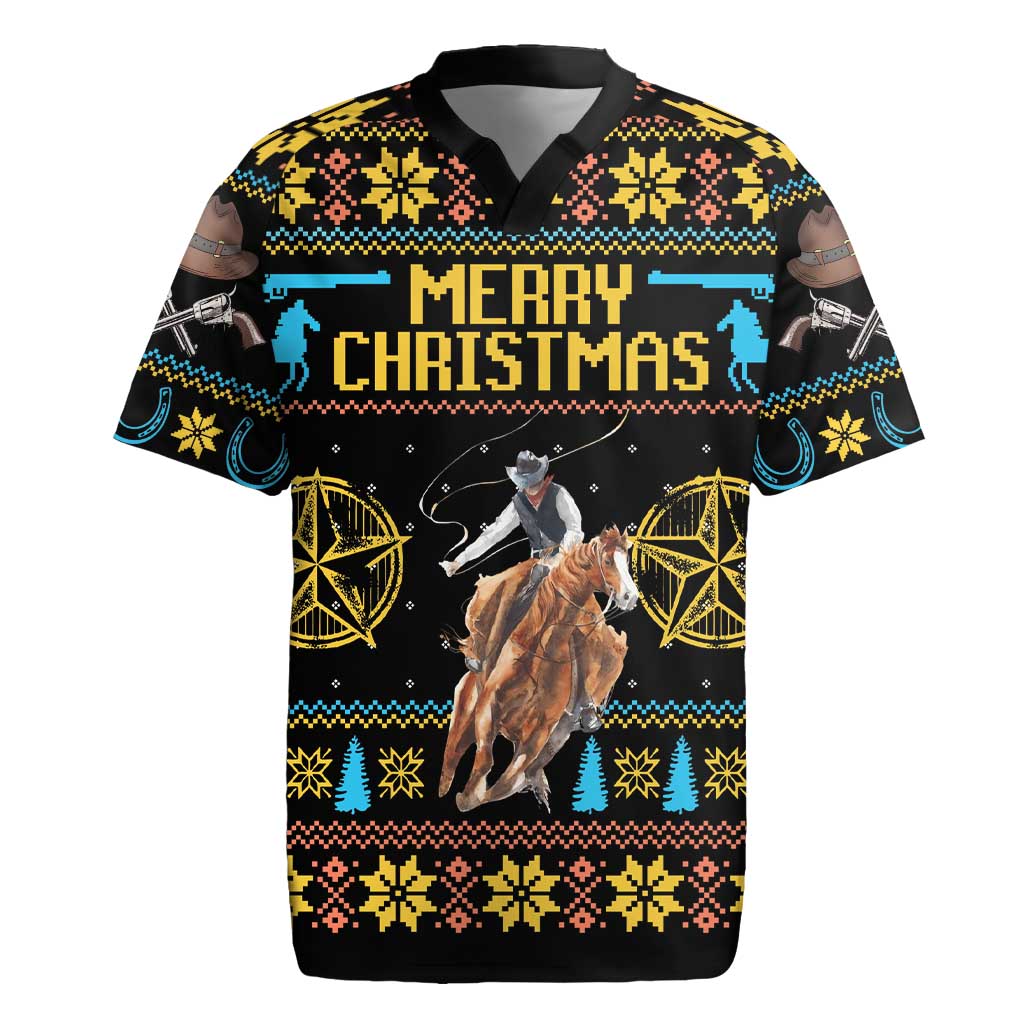 Cowboy Merry Christmas Rugby Jersey DT04 - Wonder Print Shop