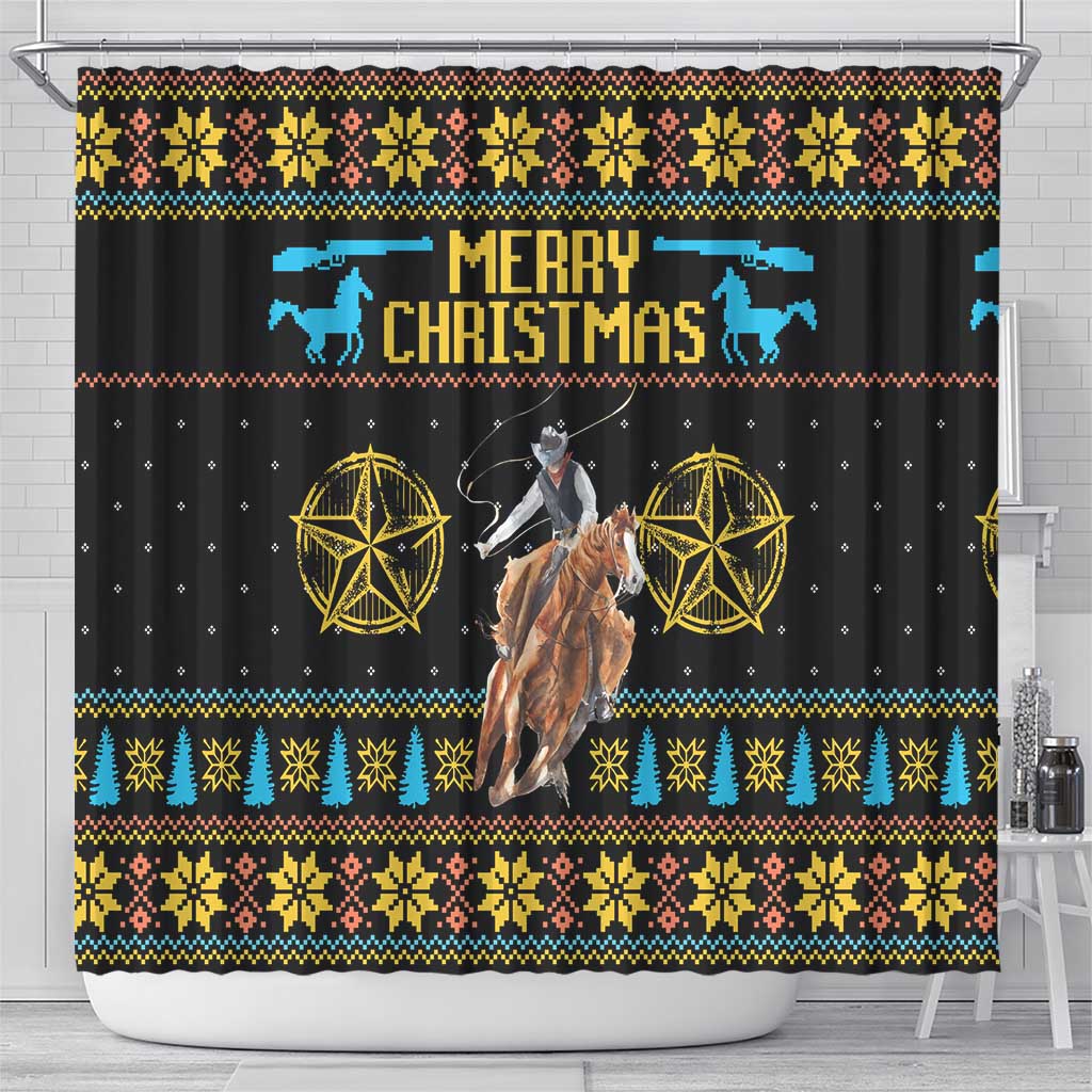 Cowboy Merry Christmas Shower Curtain