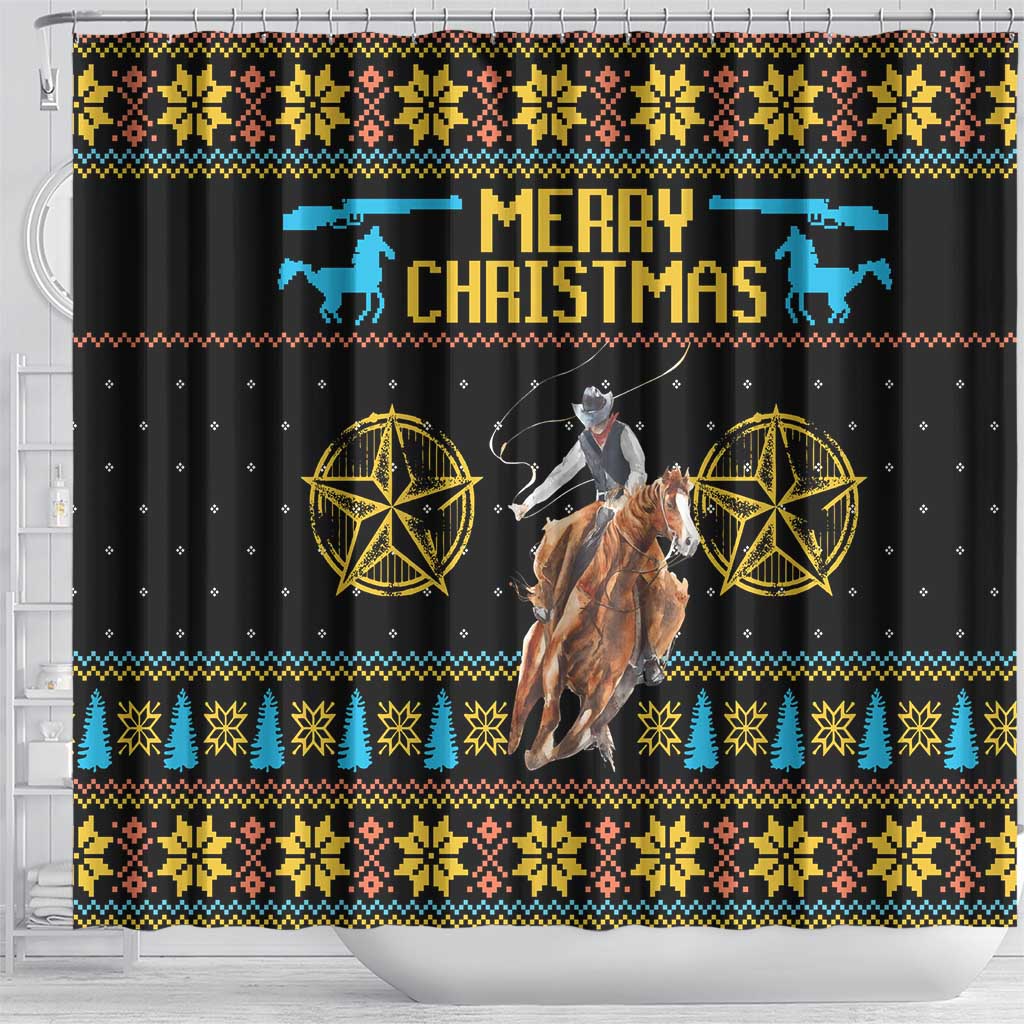 Cowboy Merry Christmas Shower Curtain