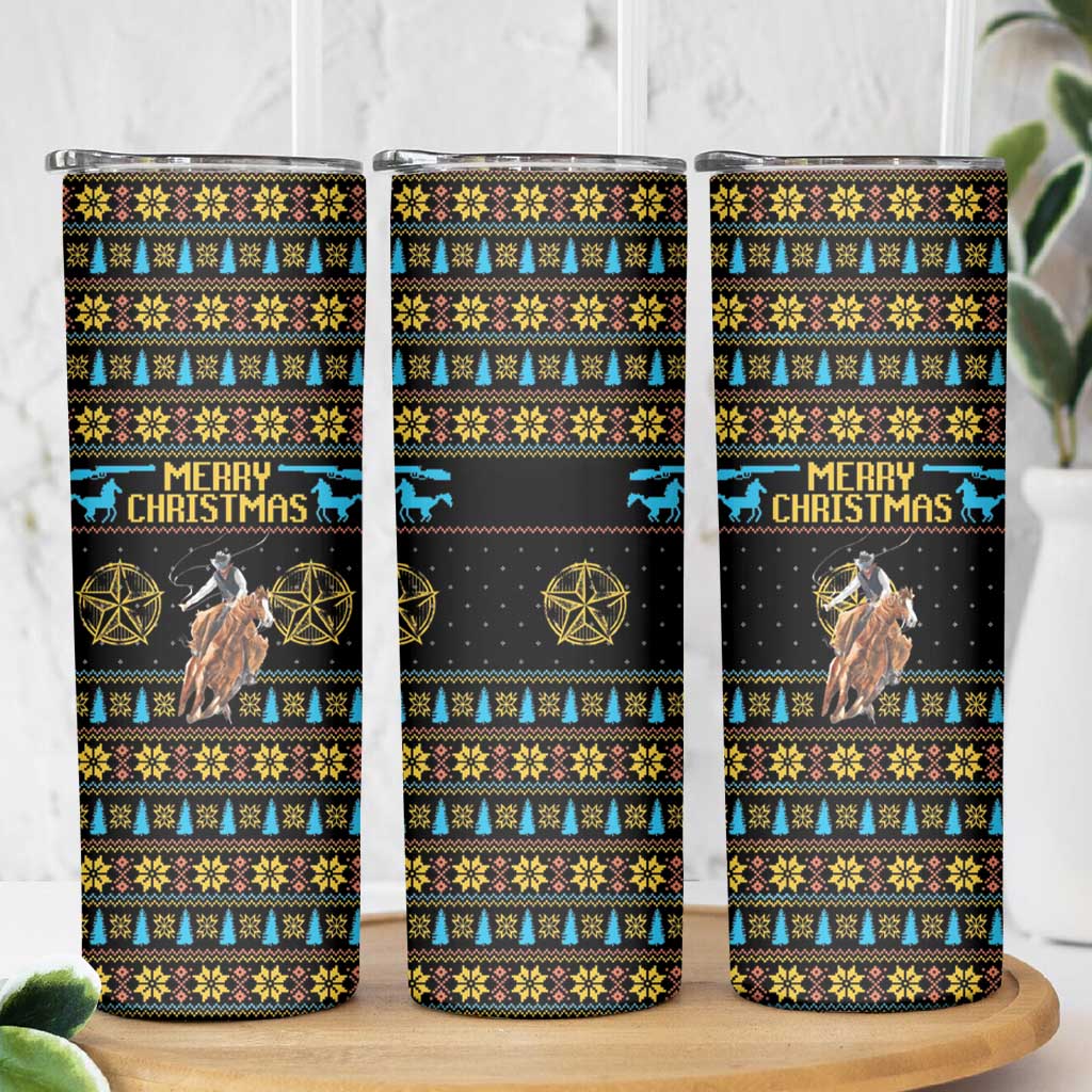 Cowboy Merry Christmas Skinny Tumbler DT04 - Wonder Print Shop