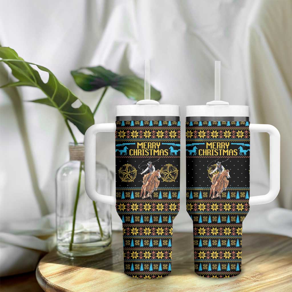 Cowboy Merry Christmas Tumbler With Handle DT04 - Wonder Print Shop