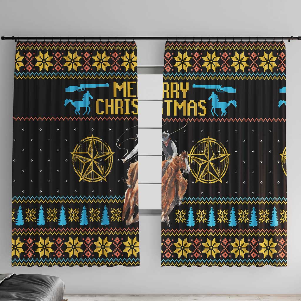 Cowboy Merry Christmas Window Curtain DT04 - Wonder Print Shop