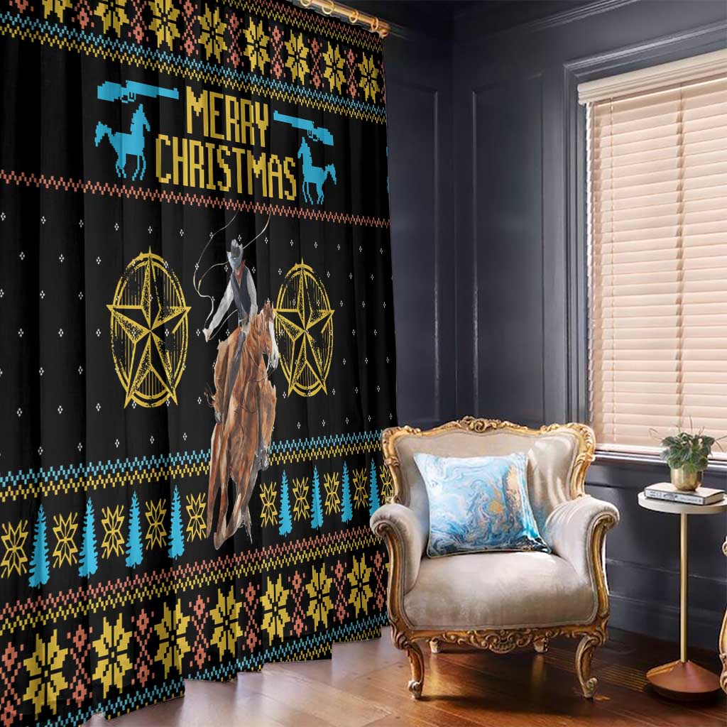 Cowboy Merry Christmas Window Curtain DT04 - Wonder Print Shop