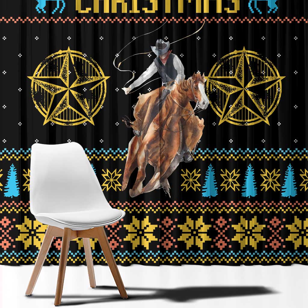 Cowboy Merry Christmas Window Curtain DT04 - Wonder Print Shop