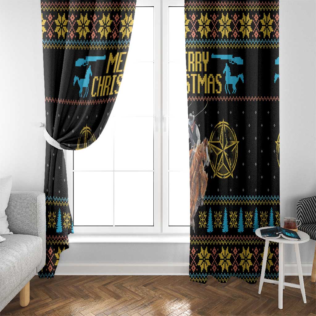 Cowboy Merry Christmas Window Curtain DT04 - Wonder Print Shop