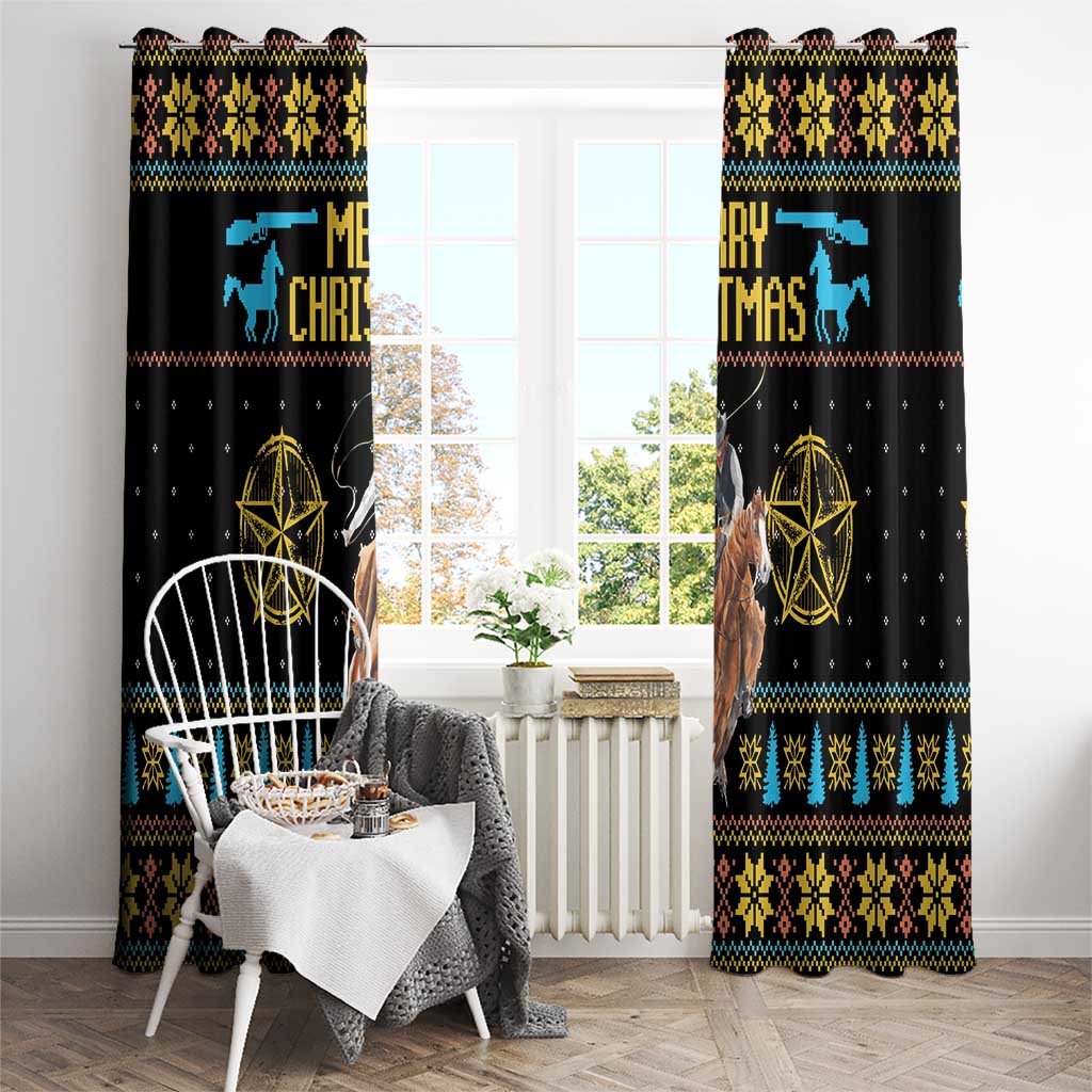 Cowboy Merry Christmas Window Curtain DT04 - Wonder Print Shop