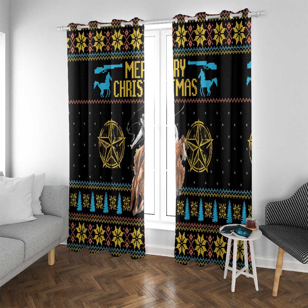 Cowboy Merry Christmas Window Curtain DT04 - Wonder Print Shop