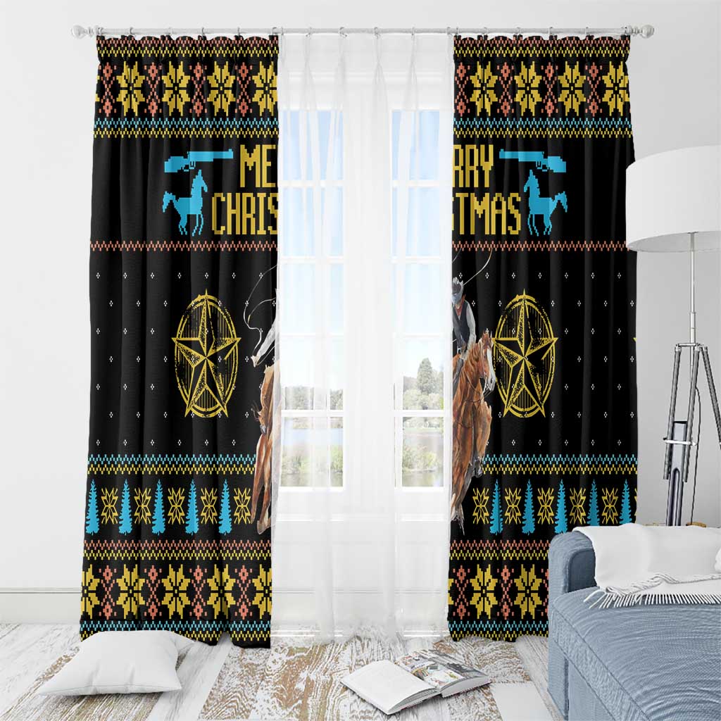 Cowboy Merry Christmas Window Curtain DT04 - Wonder Print Shop