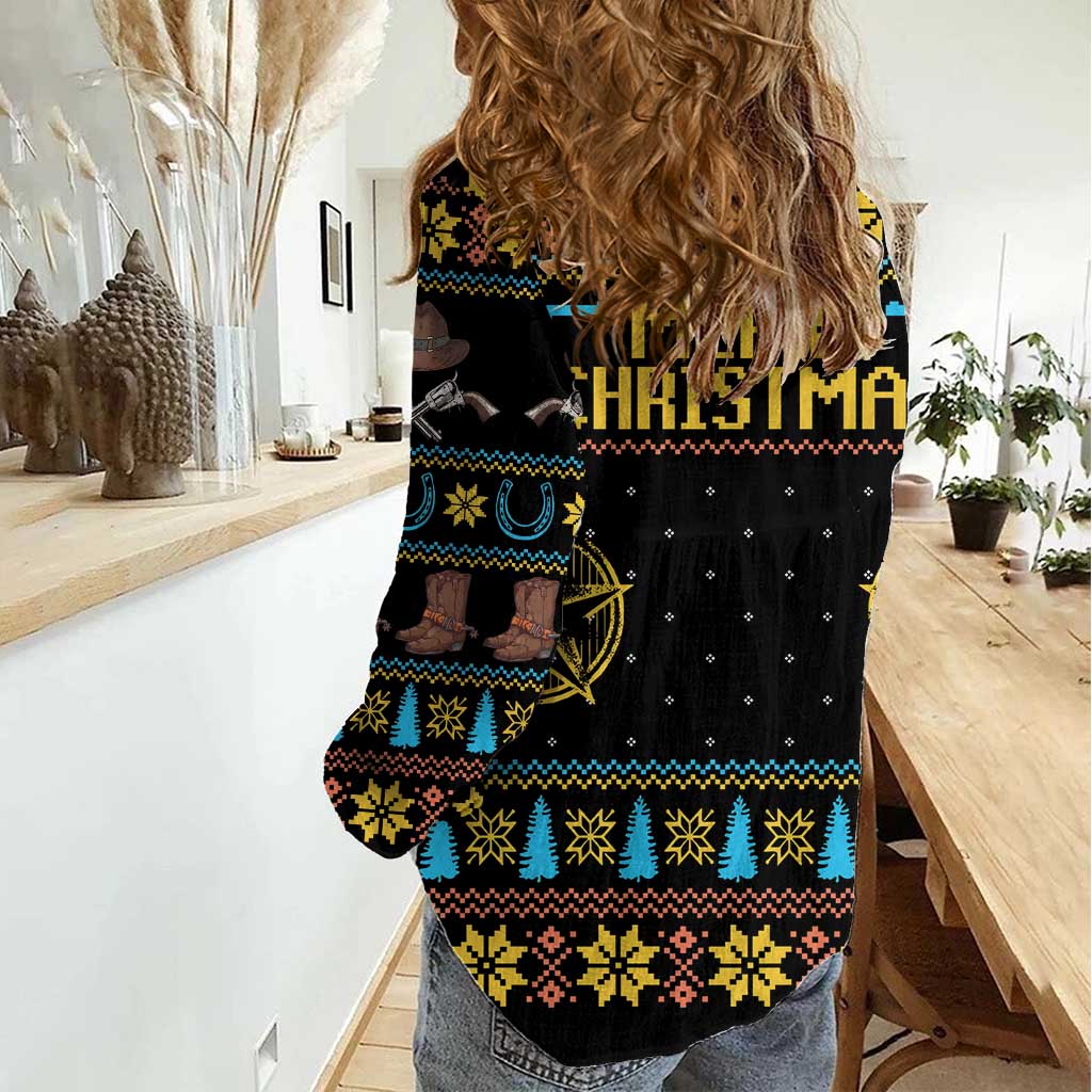 Cowboy Merry Christmas Women Casual Shirt DT04 - Wonder Print Shop