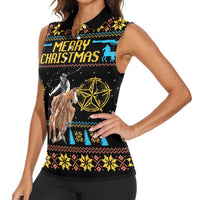 Cowboy Merry Christmas Women Sleeveless Polo Shirt DT04 - Wonder Print Shop
