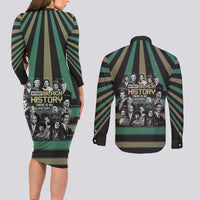Without Black History There Is No History Couples Matching Long Sleeve Bodycon Dress and Long Sleeve Button Shirt African Hub