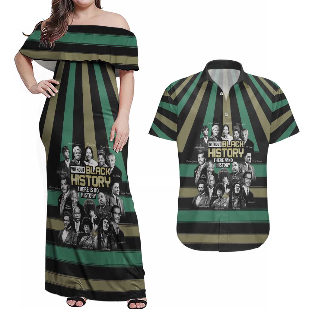 Without Black History There Is No History Couples Matching Off Shoulder Maxi Dress and Hawaiian Shirt African Hub