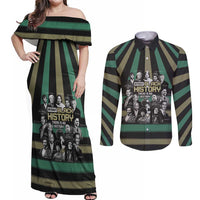 Without Black History There Is No History Couples Matching Off Shoulder Maxi Dress and Long Sleeve Button Shirt African Hub