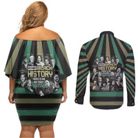 Without Black History There Is No History Couples Matching Off Shoulder Short Dress and Long Sleeve Button Shirt African Hub