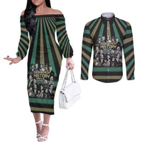 Without Black History There Is No History Couples Matching Off The Shoulder Long Sleeve Dress and Long Sleeve Button Shirt African Hub