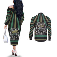 Without Black History There Is No History Couples Matching Off The Shoulder Long Sleeve Dress and Long Sleeve Button Shirt African Hub