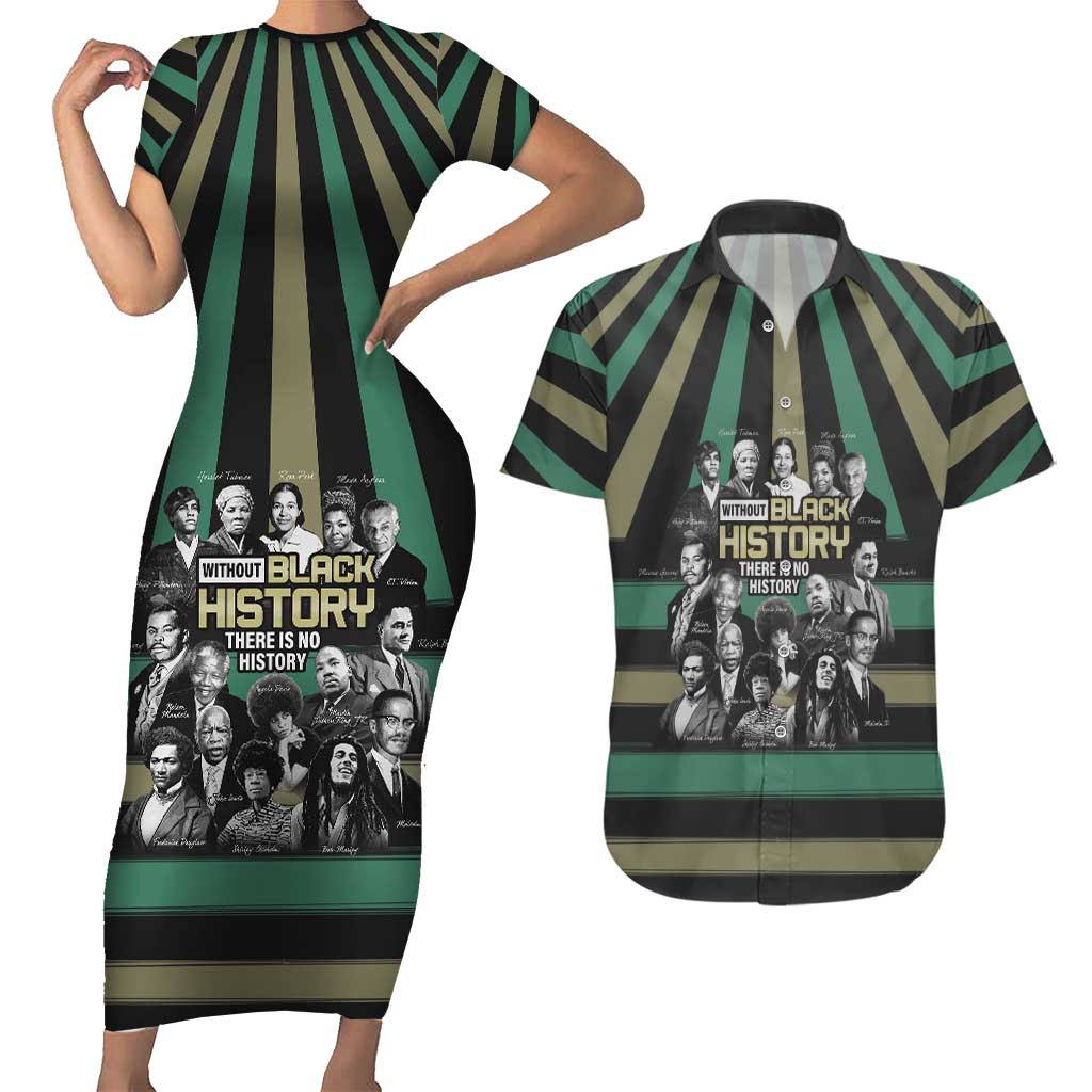 Without Black History There Is No History Couples Matching Short Sleeve Bodycon Dress and Hawaiian Shirt African Hub