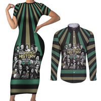 Without Black History There Is No History Couples Matching Short Sleeve Bodycon Dress and Long Sleeve Button Shirt African Hub