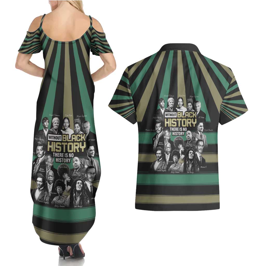 Without Black History There Is No History Couples Matching Summer Maxi Dress and Hawaiian Shirt African Hub