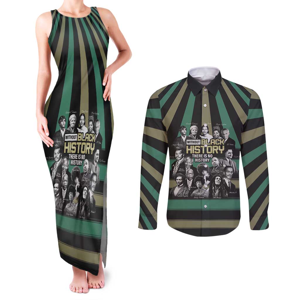 Without Black History There Is No History Couples Matching Tank Maxi Dress and Long Sleeve Button Shirt African Hub