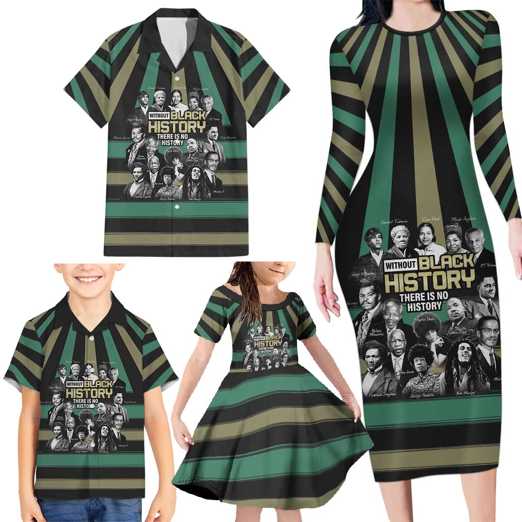 Without Black History There Is No History Family Matching Long Sleeve Bodycon Dress and Hawaiian Shirt African Hub
