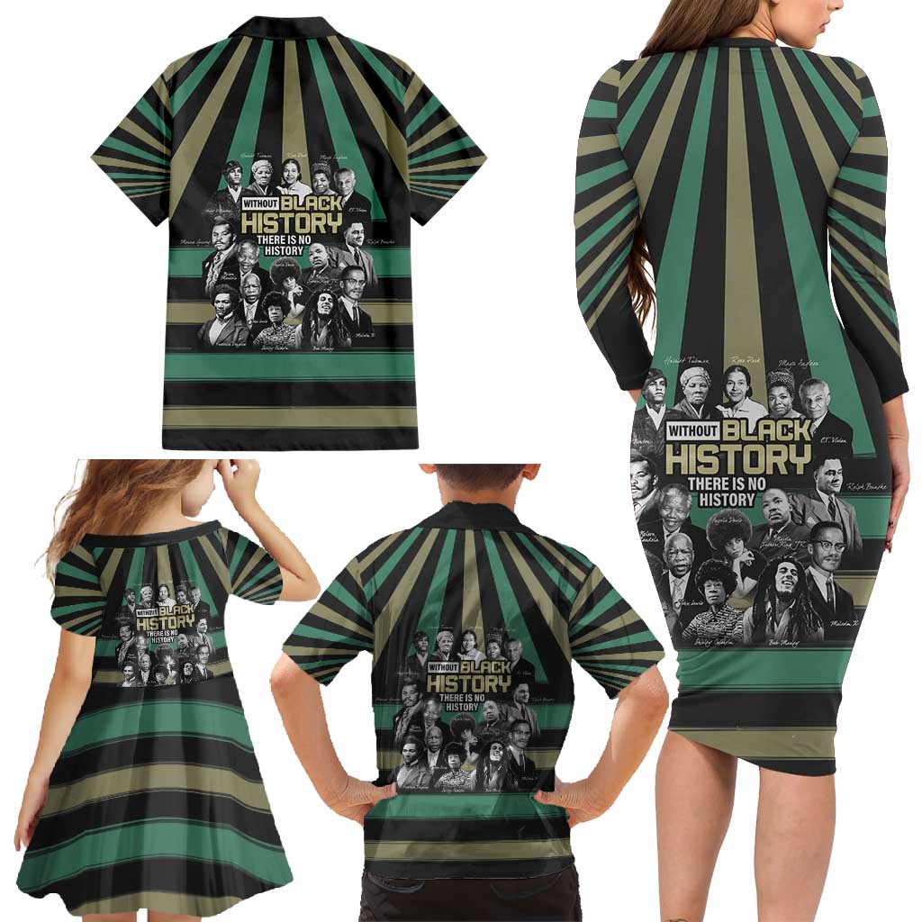 Without Black History There Is No History Family Matching Long Sleeve Bodycon Dress and Hawaiian Shirt African Hub