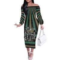 Without Black History There Is No History Family Matching Off The Shoulder Long Sleeve Dress and Hawaiian Shirt African Hub