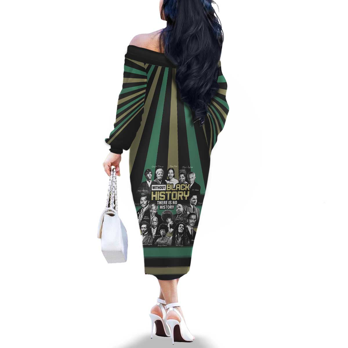Without Black History There Is No History Family Matching Off The Shoulder Long Sleeve Dress and Hawaiian Shirt African Hub