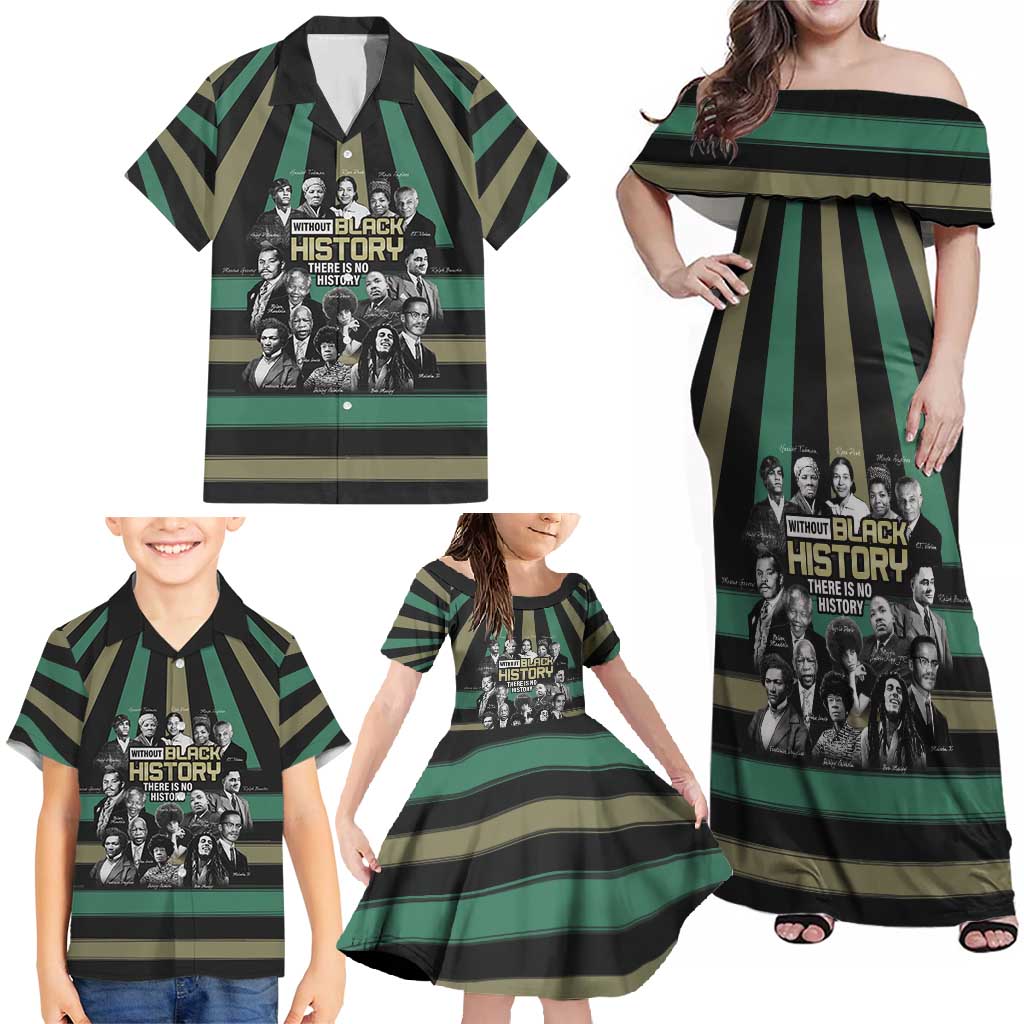 Without Black History There Is No History Family Matching Off Shoulder Maxi Dress and Hawaiian Shirt African Hub
